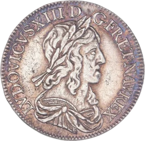 Buste lauré de Louis XIII à droite.