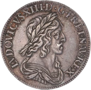 Buste lauré de Louis XIII à droite.