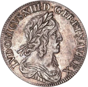 Buste lauré de Louis XIII à droite.