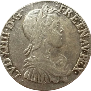 Buste lauré, drapé et cuirassé de Louis XIV à droite.