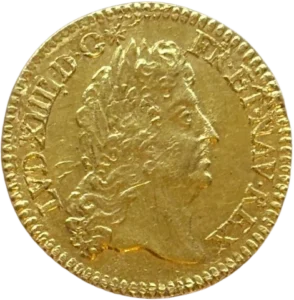 Tête laurée de Louis XIV à droite.