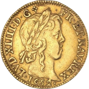 Tête laurée de Louis XIV à droite.