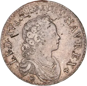 Buste drapé et cuirassé de Louis XV à droite.