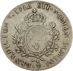 Ecu de France couronné entouré de laurier.