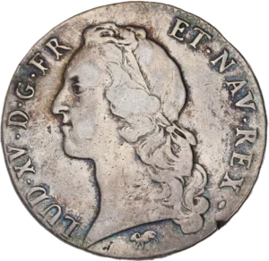 Tête du roi Louis XV à gauche.