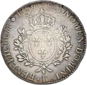 Ecu de France couronné, entouré d'une couronne de lauriers.