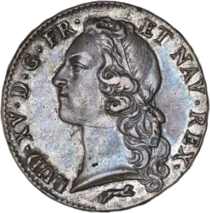 Tête du roi Louis XV à gauche.