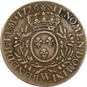 Ecu de France couronné, entouré d'une couronne de laurier.