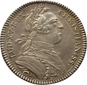 Buste lauré et cuirassé du roi Louis XV à droite.