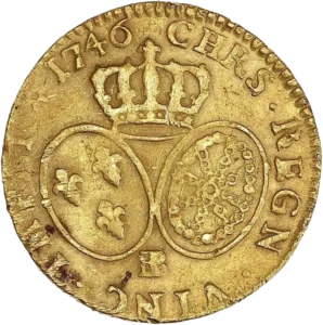 Tête de Louis XV à gauche.