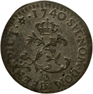 Un L couronné entouré de trois lys.