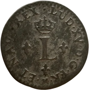 Un L entrecroisé d'un rameau sous une couronne.