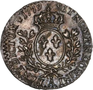 Ecu de France couronné, entouré d'une couronne de lauriers.