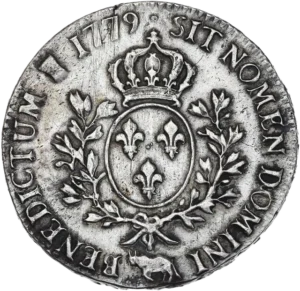 Ecu de France couronné, entouré d'une couronne de laurier.