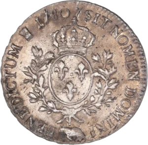 Ecu de France couronné entre une couronne de laurier.