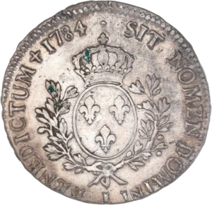 Ecu de France couronné entre une couronne de laurier.