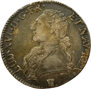 Ecu de France couronné entre une couronne de laurier.