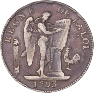 L'inscription six livres dans une couronne de Chêne.