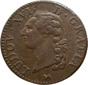 Tête nue de Louis XVI à gauche.