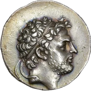 Tête diadémée du Roi à droite.