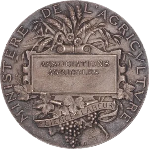 Gerbe de blé et vigne autour d’un cartouche.