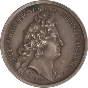 Tête de louis XIV à droite.