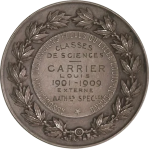 inscription dans une couronne végétale.