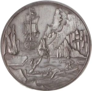 Buste du capitaine Cook de 3/4 gauche.