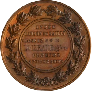 inscription entourée d'une couronne végétale.