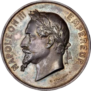 Tête laurée de Napoléon III à gauche.