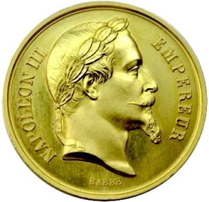 Tête laurée de Napoléon III à droite.