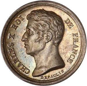 Tête nue de Charles X à gauche.