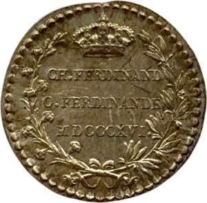 inscripton couronnée et figurant dans une couronne végétale.