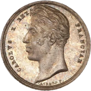 Tête nue de Charles X à gauche.