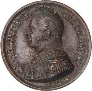 Buste de Charles Ferdinand, duc de Berry à gauche.