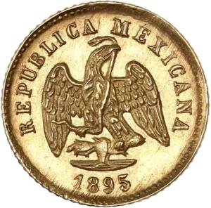 inscription 1 peso dans une couronne végétale.