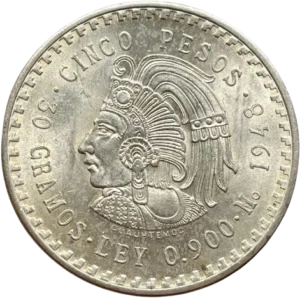 Buste coiffé et habillé, tourné a gauche du dernier empereur aztèque Cuauhtémoc.