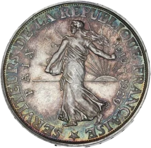 La Semeuse marchant à gauche et semant.