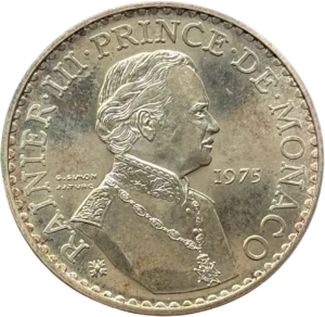 Buste du Prince Rainier III à droite.