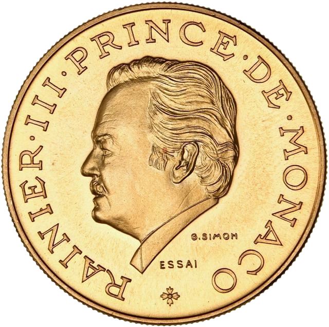 Coffret de la principauté de Monaco comprenant les Essai en Or des monnaies :- 50 francs Rainier III (51,5gr).- 5 francs Rainier III (19,6gr).- 10 francs Rainier III (19,5gr).Millésime 1974.Note : Coffret légèrement endommagé.