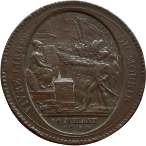 Dans un ovale, scène de serment du Pacte Fédératif.