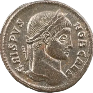 Tête laurée de Crispus à droite