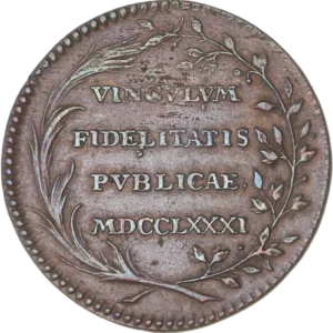 Inscription latine dans une couronne végétale.