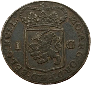 Ecu couronné de Gueldre entouré de la valeur faciale.