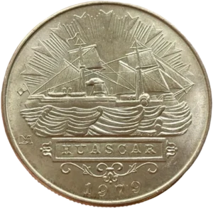 Le Huascar, bateau mixte à voile et vapeur en acier, construit en Grande Bretagne pour le Pérou.