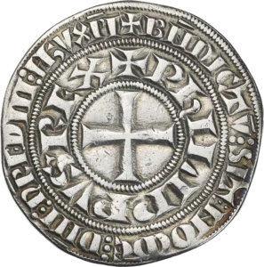 Croix entourée de deux niveaux de légendes.