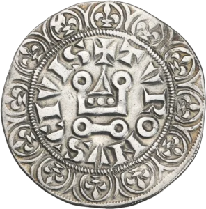 Châtel tournois sommé d'une croisette.