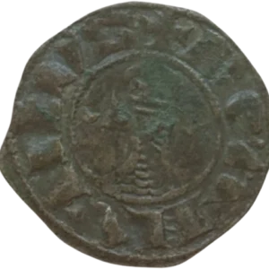 Buste à gauche de Bohémond III entouré d'un croissant de lune et d'une étoile.