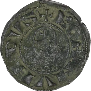 Croix accosté d'un croissant de lune.