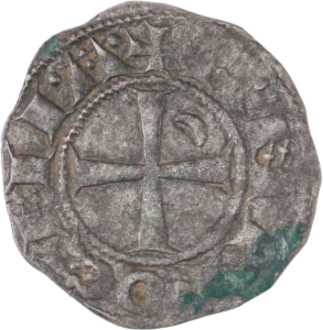 Croix accosté d'un croissant de lune.